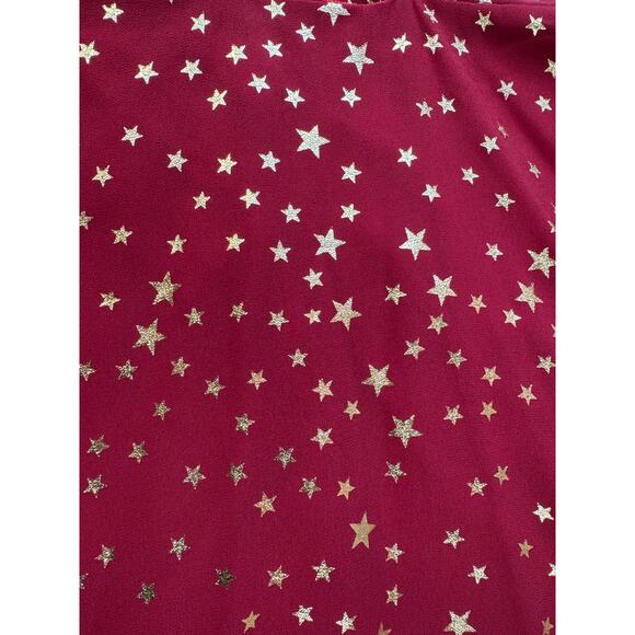 Boohoo Star Print Cut Out Skater Dress Red Gold US Size 8 - Picture 7 of 11